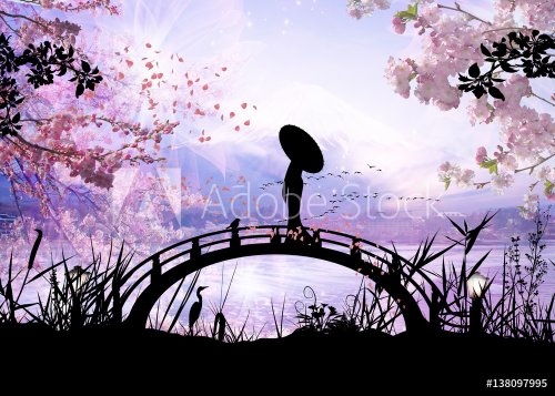  girl standing on the bridge silhouette art photo manipulation - 901153370