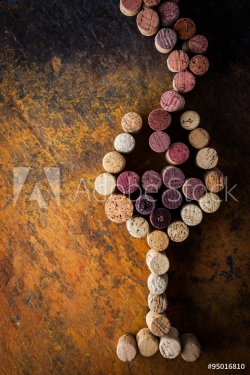 Glass of wine made by cork on the colorful background - 901147330