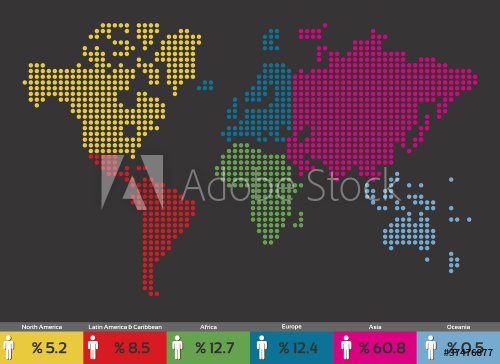 Global population distribution World map - 900461722