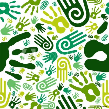 Go green hands seamless pattern