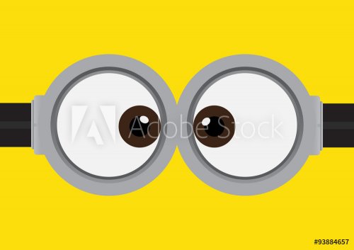 Goggle with two eyes on yellow background. Vector illustration.