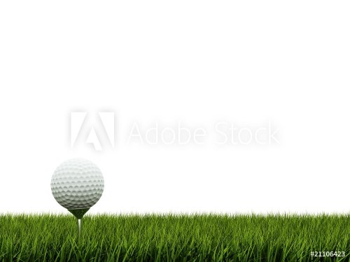 Golf ball ower green grass