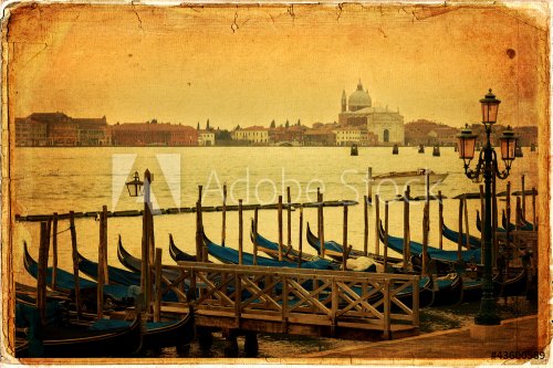 Gondolas and Island of San Giorgio Maggiore - old card
