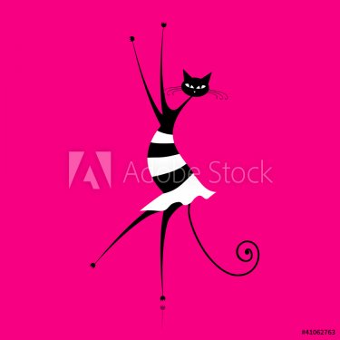 Graceful cat dancing, vector illustration for your design - 900459156