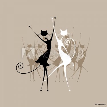 Graceful cats dancing, vector illustration for your design - 900459150