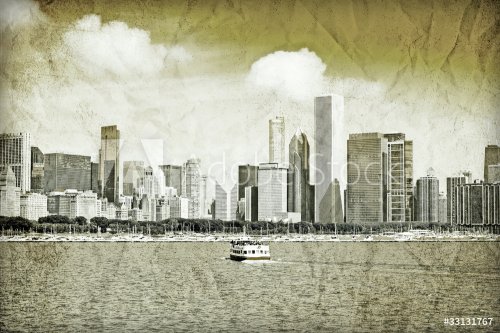 Graphic Design: Retro Picture Of Downtown Chicago - 900464329