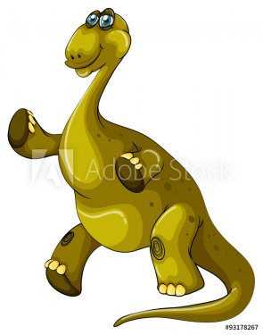 Green brachiosaurus standing on two legs - 901146955