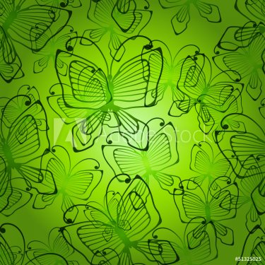 Green butterflys seamless patten. - 901138621