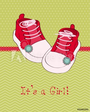 Greeting baby card with shoes