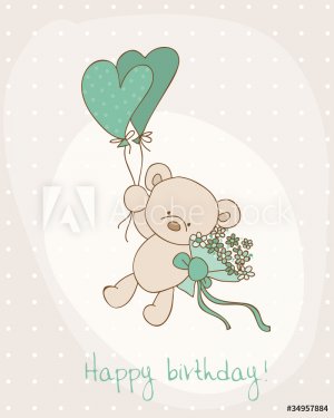 Greeting Birthday Card with Cute Bear - 900600966