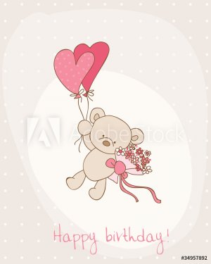 Greeting Birthday Card with Cute Bear - 900600993