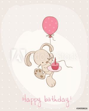 Greeting Birthday Card with Cute Bunny - 900600965