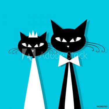 Groom and bride, cat's wedding for your design