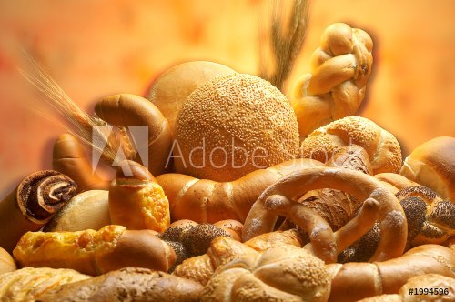 group of different bread products photographed wit
