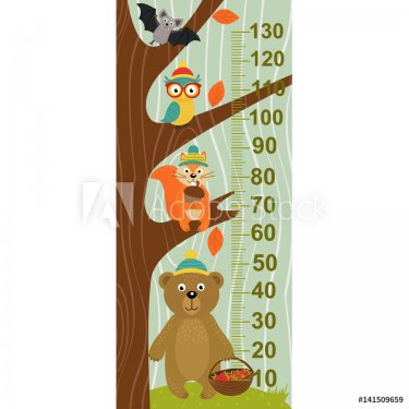 growth measure tree with forest animal - vector illustration, eps
 - 901151662