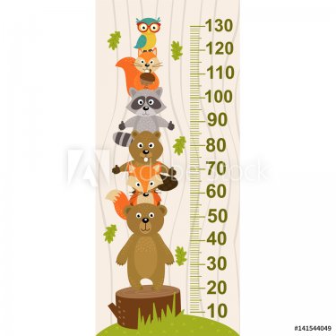 growth measure with forest animal - vector illustration, eps
 - 901151663