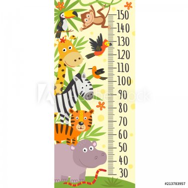 growth measure with jungle animals -  vector illustration, eps