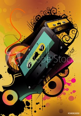 grunge retro cassette vector - 900485410