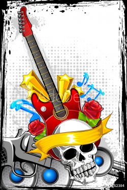 Guitar with Skull - 900489932