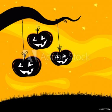 Halloween Jack O'Lantern Tree background. VECTOR