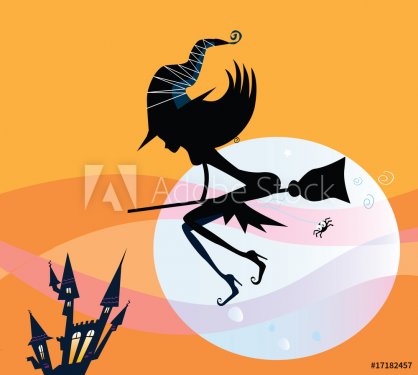 Halloween witch silhouette. VECTOR ILLUSTRATION.