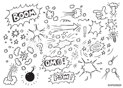 Hand drawn comic doodles - 901151979