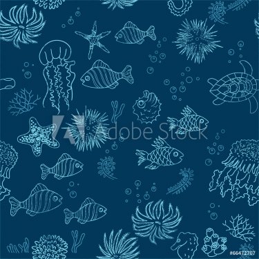 Hand drawn sea theme background - 901143327