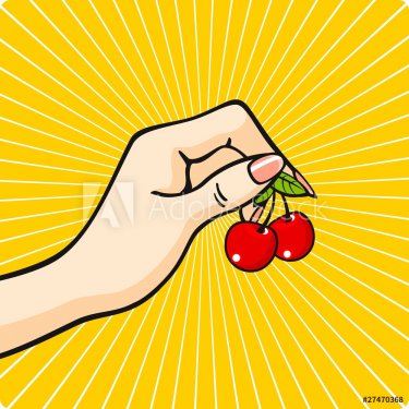 Hand with a cherry - 900464282