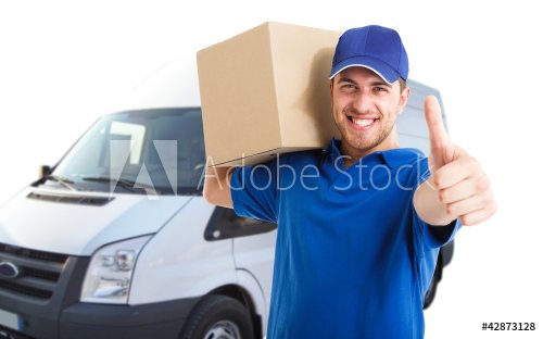 Happy deliverer portrait - 901152655