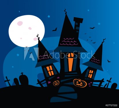 Haunted scary house. Old scary mansion. Vector Illustration.