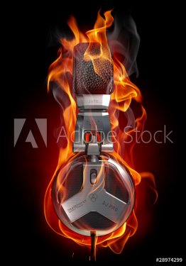 Headphones in fire - 900464050