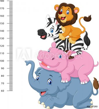 Height scale with funny Africa animal collection set