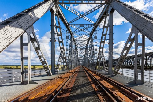 Historical railway bridge in Tczew, Poland - 901146262