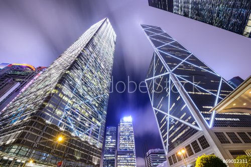 Hong Kong, China Business District Skyscrapers - 901142713