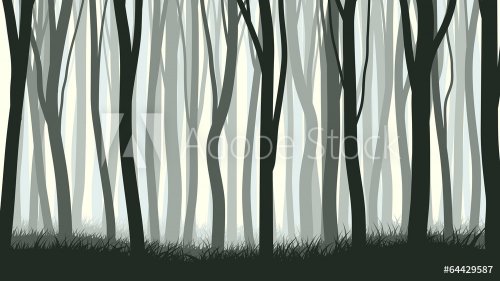 Horizontal illustration with many trunks tree. - 901143336