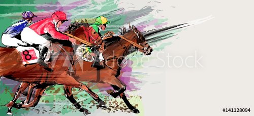Horse racing over grunge background - 901153908