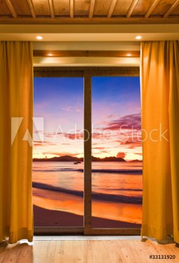 Hotel room and beach landscape - 901145569