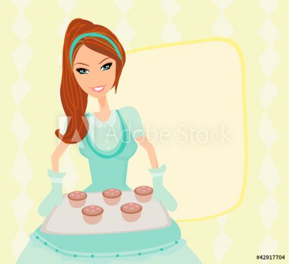 Housewife serving cookies - 900469300