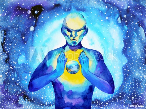 human and spirit powerful energy connect to the world universe power abstract... - 901153479