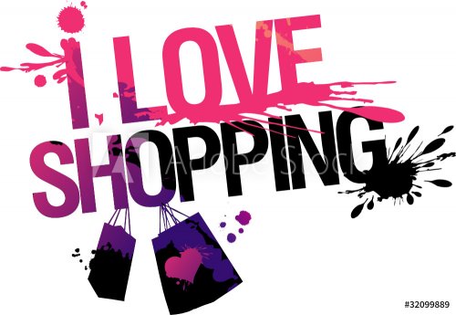 I love shopping, vector illustration with splashes - 900868357