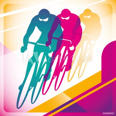 Illustrated bicycle driving background in color. - 901142273