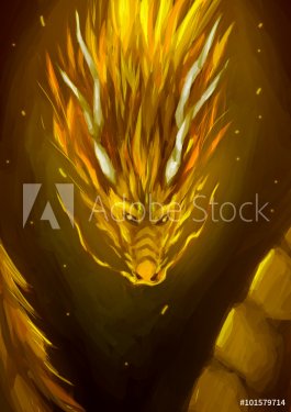 illustration digital painting golden dragon - 901149451