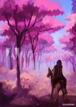 illustration digital painting pink forest - 901149433