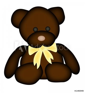 illustration of teddy bear with yellow bow