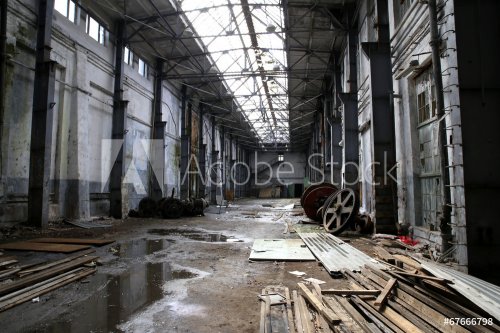 interior of an abandoned factory - 901143988