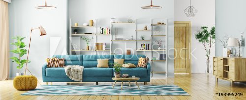 Interior of modern living room panorama 3d rendering - 901152698