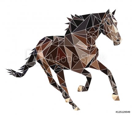 Isolated Polygon brown Ukrainian Horse runs. Vector, polygonal, abstract imag... - 901154225