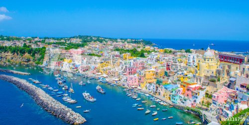 italian island procida is famous for its colorful marina, tiny narrow streets... - 901145598