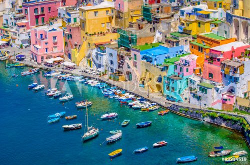 italian island procida is famous for its colorful marina, tiny narrow streets... - 901145599