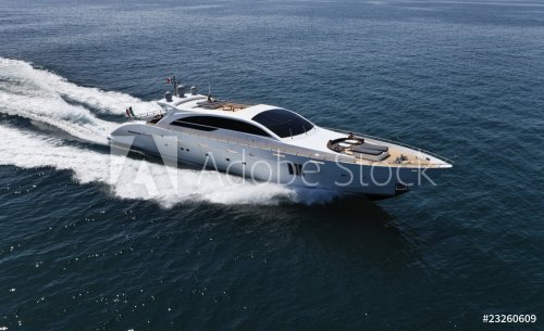 Italy, Tirrenian sea, off the coast of Viareggio, luxury yacht - 900426689